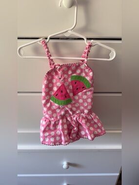 Pink Polka Dot Watermelon One-Piece Bodysuit for Girls